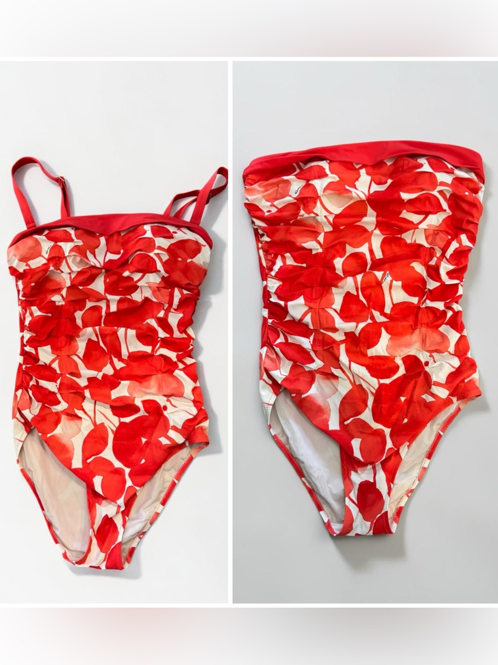 SHAN floral leaf print one piece swimsuit, orange/red size 10